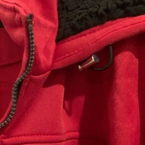 Red hooded coat